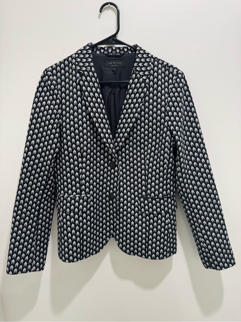 Rag & Bone Bailey Chevron Arrow Print Wool Blend Blazer Jacket Size 10 - Picture 2 of 12